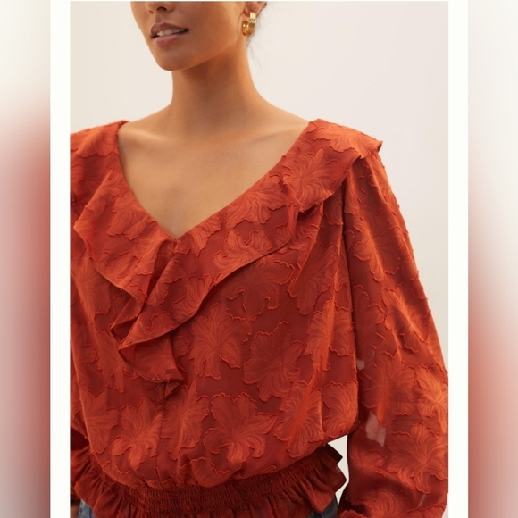 ANTHRO TEXTURED FLORAL TOP - Picture 3 of 3